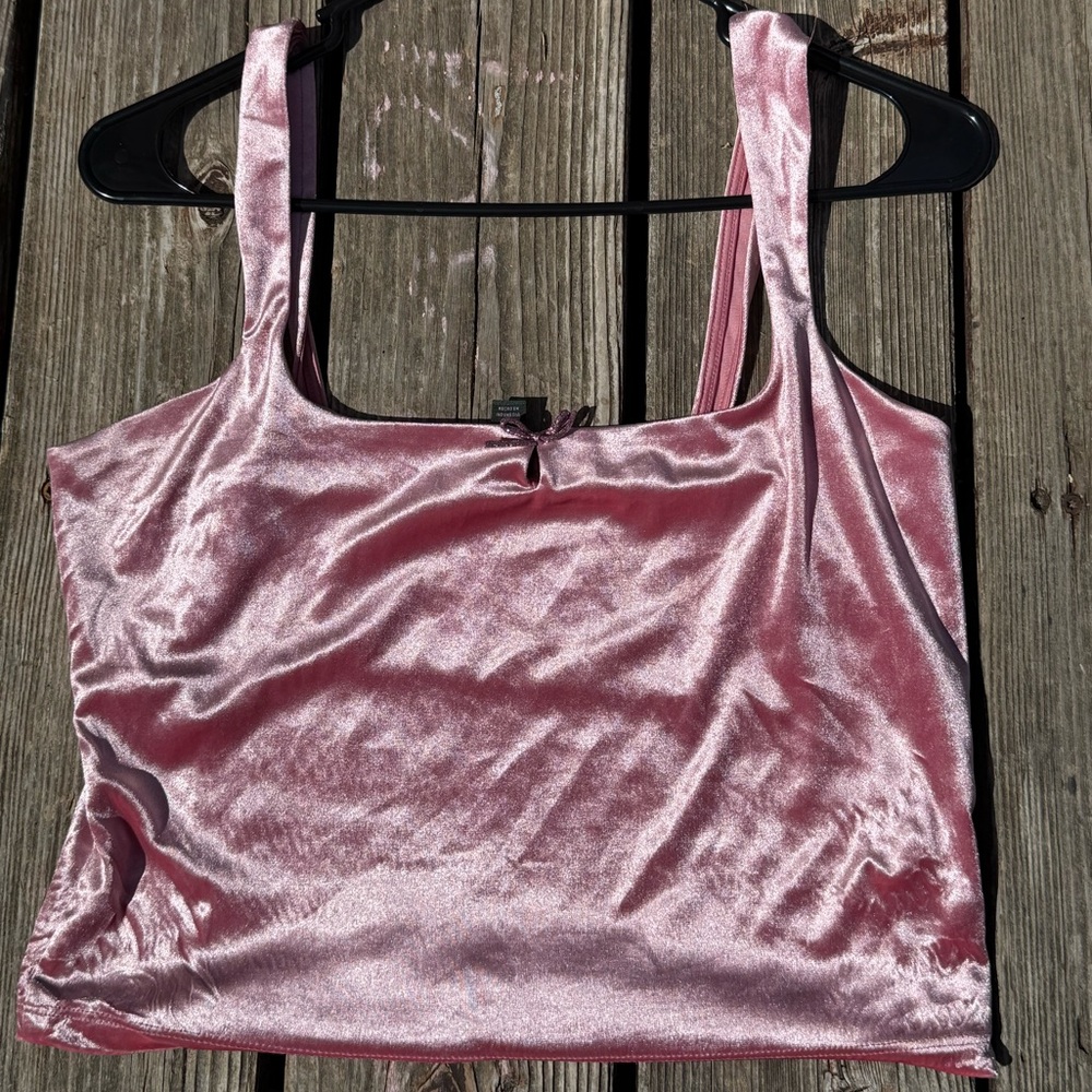 Wild Fable Velvety Pink Satin Crop Top